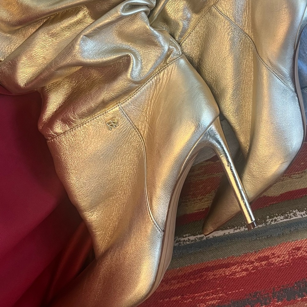 Donna Karan Shimmering Gold Heeled Boots